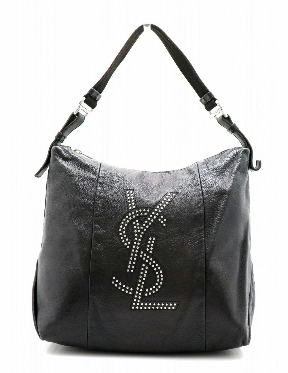 Saint Laurent Yves Yves YSL Hobo Bag Studded Leather Black